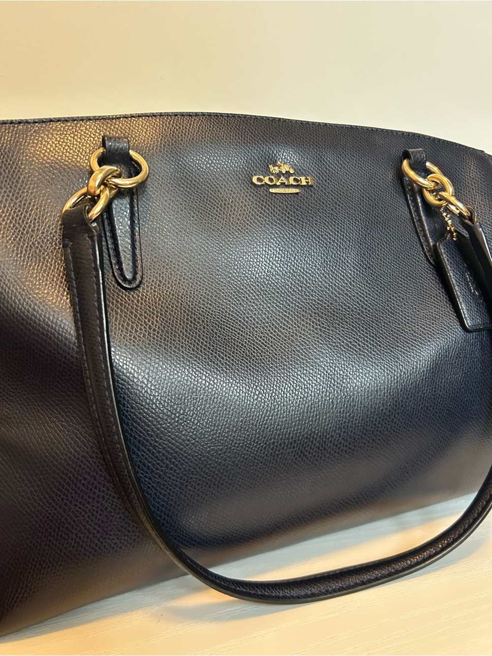 Coach Christie Navy Leather Shoulder Tote - Picture 3 of 9